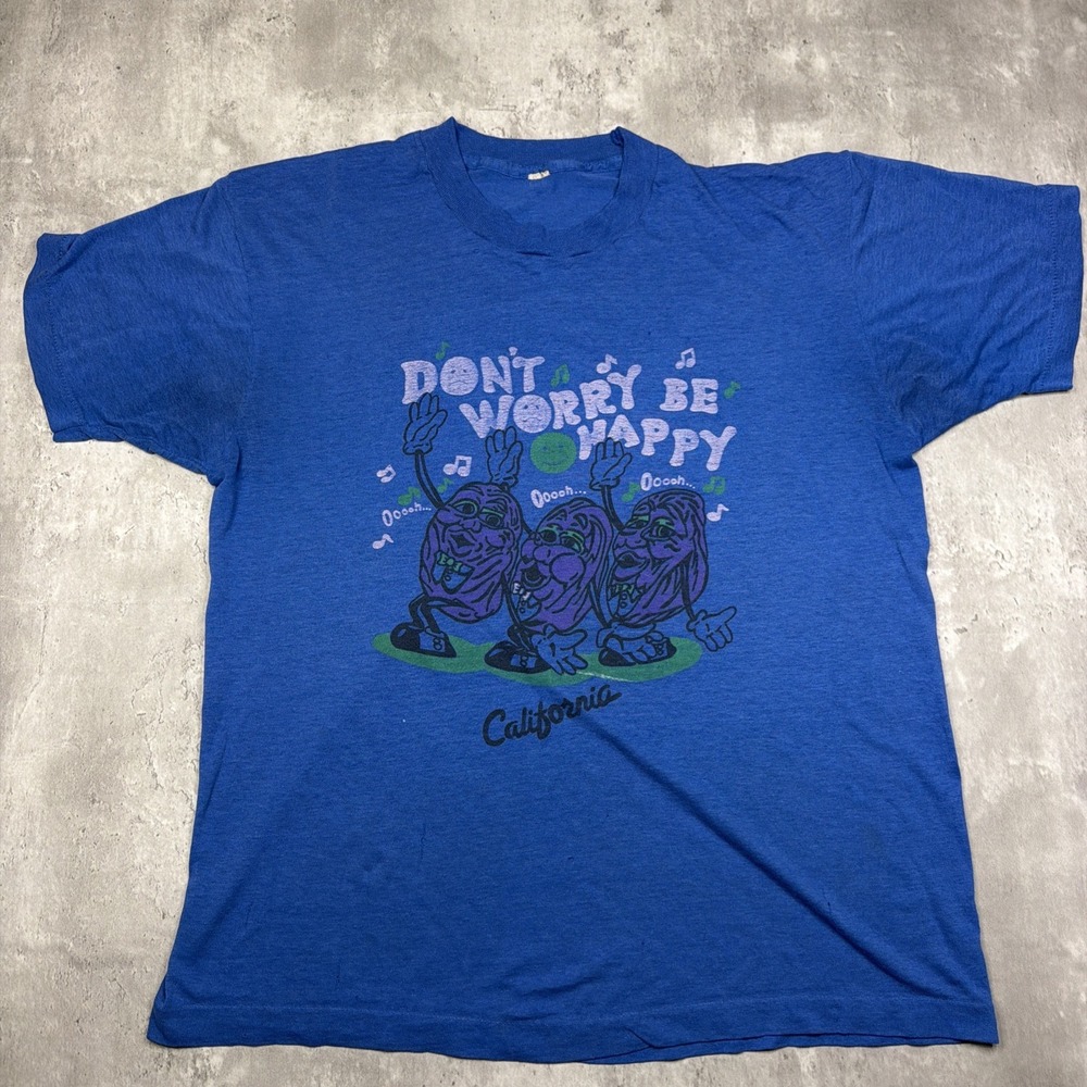 Vintage 80s California Raisins Shirt Blue Band Tee Single Stitch Cartoon Large